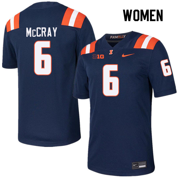 Women #6 Josh McCray Illinois Fighting Illini College Football Jerseys Stitched-Navy